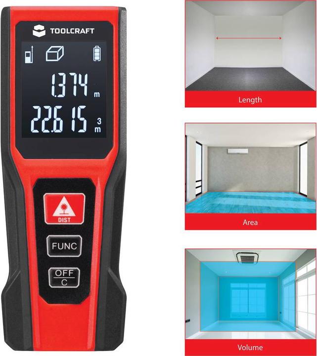 Actual product image Toolcraft Laser distance meter 20 metres (20 m, 650 nm)