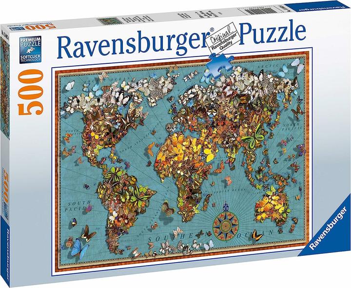 Produktbild Ravensburger Antike Schmetterling-Weltkarte (500 Teile)