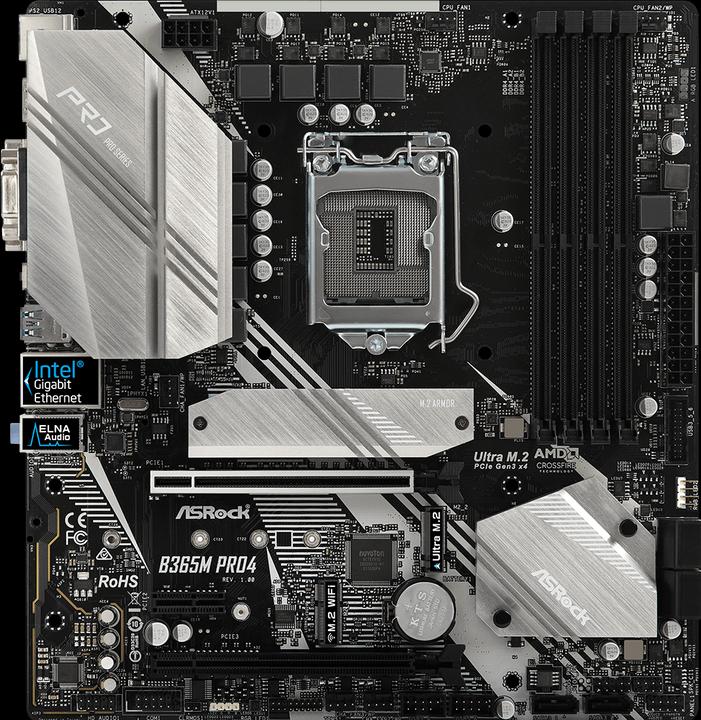 Actual product image AsRock B365M Pro4 (LGA 1151, Intel B365, mATX)