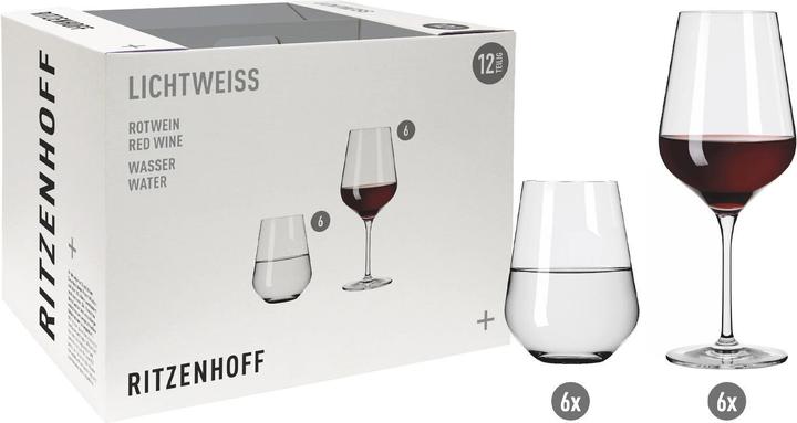 Immagine prodotto Ritzenhoff Bicchieri da vino rosso e acqua Light White Aurelie (54 cl, 12 Occhiali, Bicchieri da vino rosso)