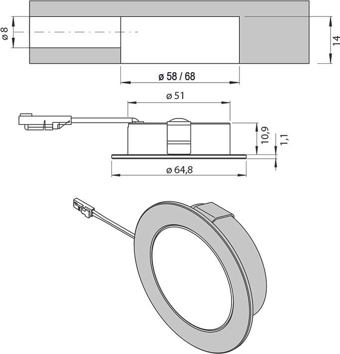 Actual product image L&S LED recessed/mounted lights chip 58 12 V (250 lm)