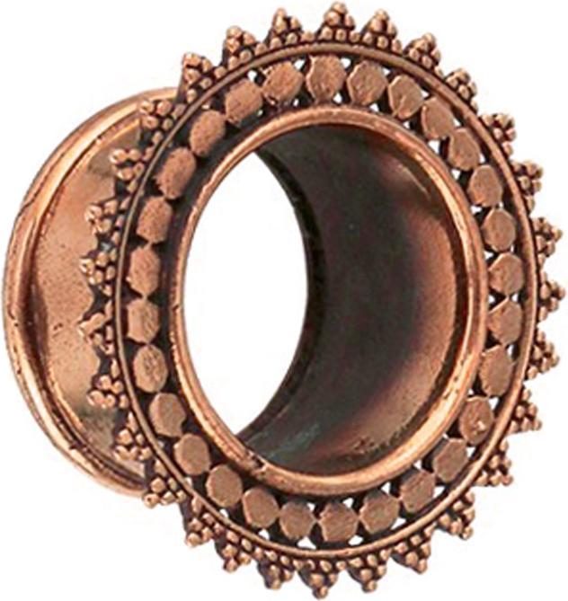 Star Piercing Flesh Tunnel rosegold Blume Kreis mit punkten (ohne Messing, Bronze)