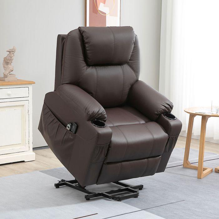 Actual product image Swisshandel24 TV armchair with stand-up aid, with 8 massage points, remote control, 88x99x106cm, brown