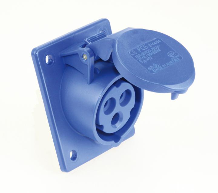 Productafbeelding PCE 413-6 Aansluitdoos schuin 16A 3p 6h IP44/54 (flens 70x85 - gatafstand 50x65)