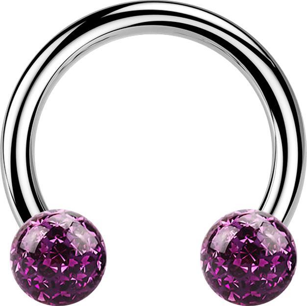 Immagine prodotto Star Piercing Campanile circolare d'argento con due sfere di cristallo strato protettivo epossidico viola (Titanio G23, senza ottone)