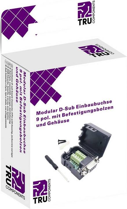 Produktbild Tru Components Modular D-Sub Einbaubuchse 9 pol. mit Befestigungsbolzen und Gehäuse
