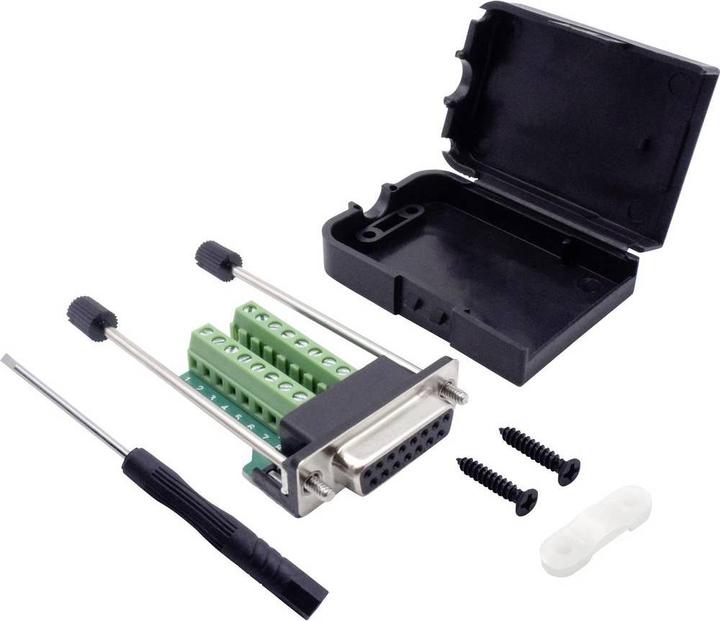 Produktbild Tru Components Modular D-Sub Einbaubuchse 15 pol. mit Verriegelungsschrauben und Gehäuse
