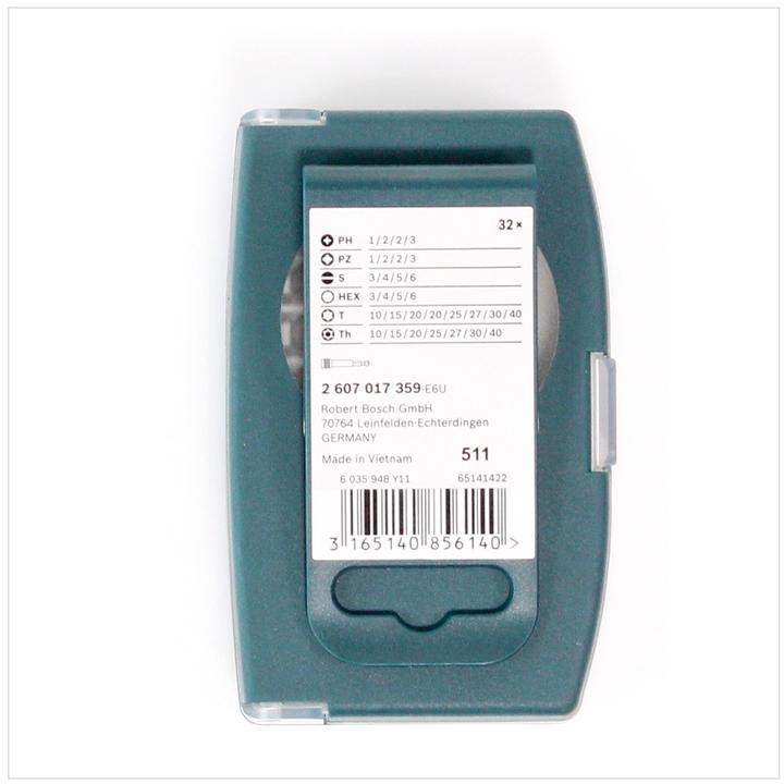 Actual product image Bosch Professional Zubehör 32-piece screwdriver bit set blue (Cross Phillips PH M1, Cross Phillips PH M2, Cross Phillips PH M3, Cross Pozidriv PZ M1, Cross Pozidriv PZ M2, Cross Pozidriv PZ M3, Hexagonal (hexagonal) M6, Screw slot M3, Screw slot M4, Hexagon socket TX M15, Hexagon socket TX M20, Hexagon socket TX M25, Hexagonal (hexagonal) M3)