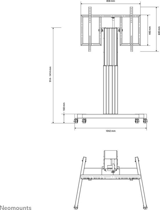 Produktbild Neomounts PLASMA-M2500TBLACK Motorized Floor Stand 106,68-254cm 42-100Zoll VESA 200x200-800x600mm 150kg Höh... (Universal, 100", 150 kg)