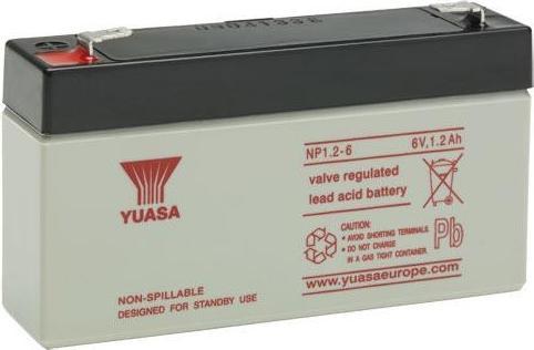 Actual product image Yuasa NP1.2-6 Akku Blei PB 6.0 Volt 1200mAh mit 2 Faston 4,8mm Steckkontakten