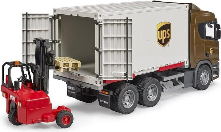 Produktbild Bruder Scania Super 560R UPS Logistik-LKW mit Mitnahmestapler