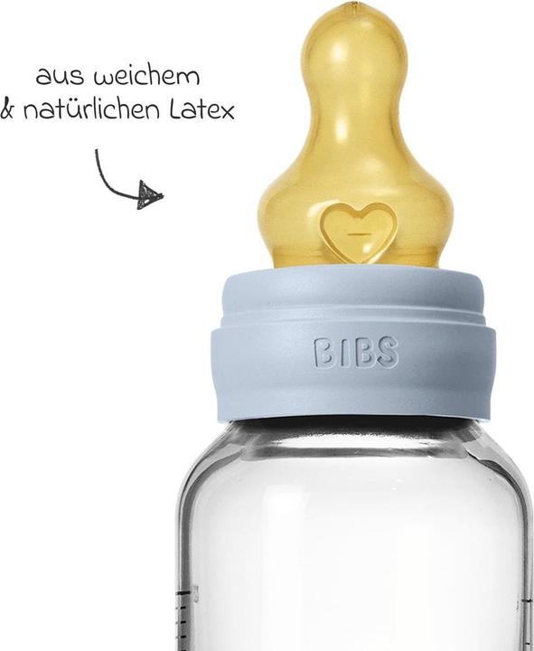 Produktbild Bibs Babyflaschen Glas-Flasche Baby Bottle Round 120 ml + Latex-Trinksauger (120 ml)