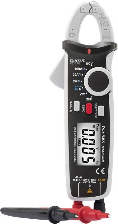 Voltcraft AC/DC TrueRMS current clamp (CAT II 600V, CAT III 300V)