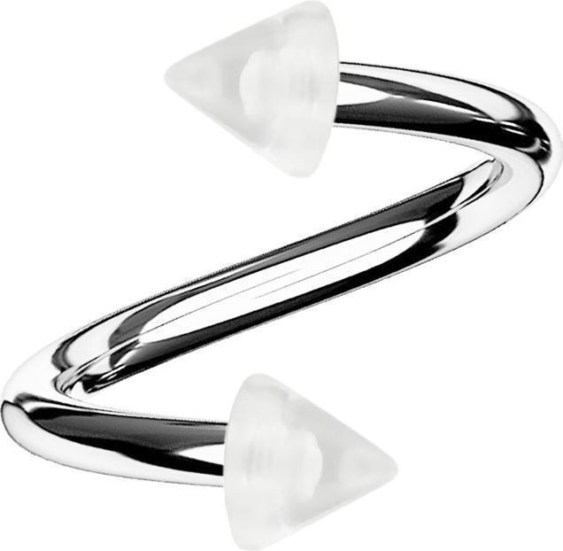 Star Piercing Spirale silber mit zwei Cones transparent (Acryl, Chirurgenstahl 316L, ohne Messing)