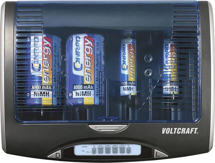 Voltcraft Universal-Ladegerät P600-LCD mit USB (1 Stk., AA, AAA, 9V Block, C, D, Ladegerät ohne Akku)