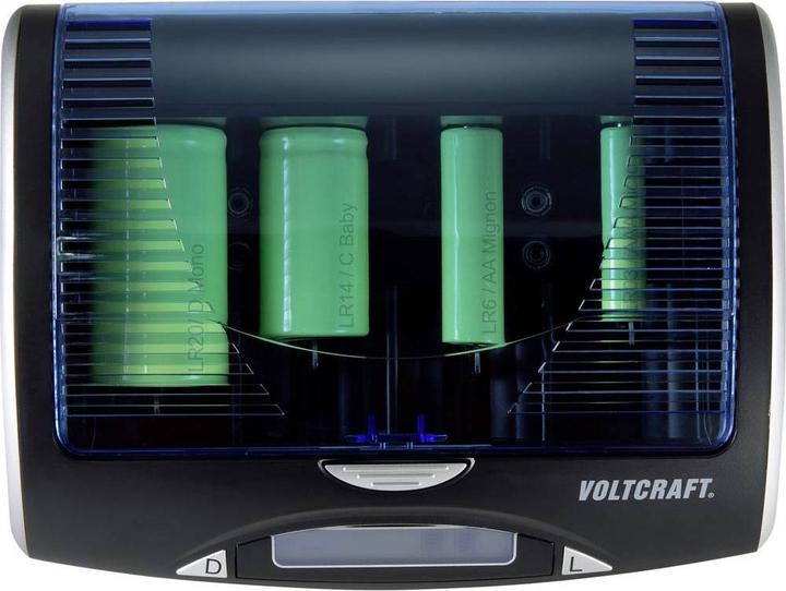 Produktbild Voltcraft Universal-Ladegerät P600-LCD mit USB (1 Stk., AA, AAA, 9V Block, C, D, Ladegerät ohne Akku)