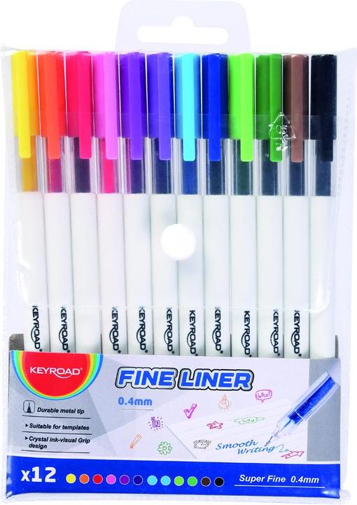 Keyroad Fineliner, 0,4 mm, 12 pezzi, etichetta (12 x)