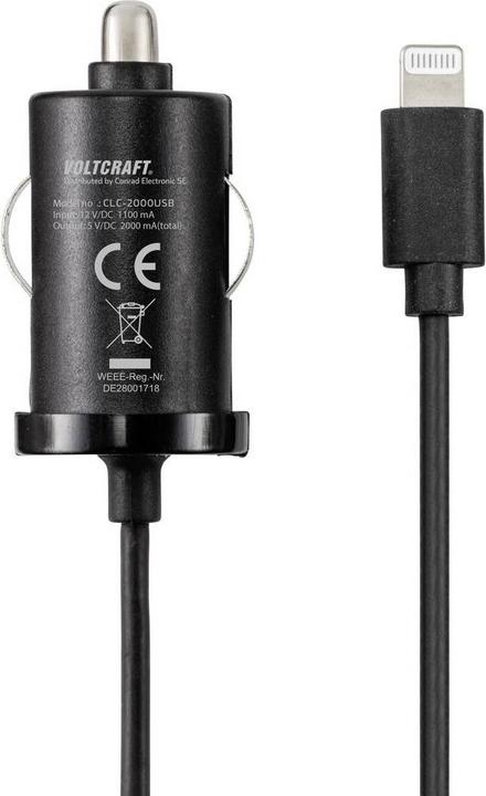 Image du produit Voltcraft Chargeur d'iPad/iPhone/iPod Chargeur de voiture USB pour ® Produits (10 W)