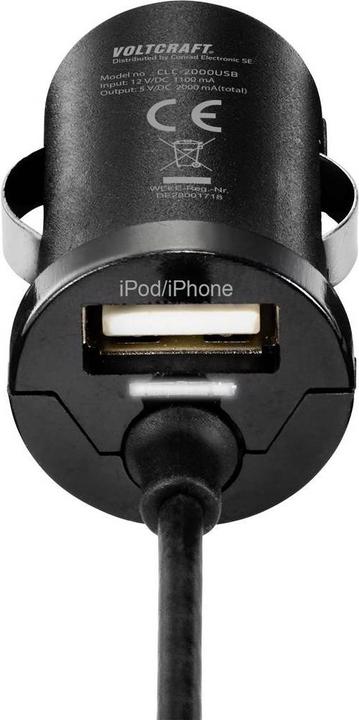 Image du produit Voltcraft Chargeur d'iPad/iPhone/iPod Chargeur de voiture USB pour ® Produits (10 W)