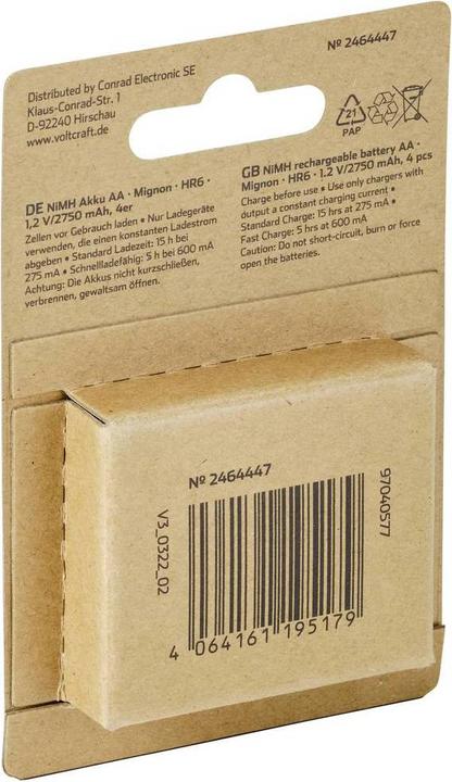 Produktbild Voltcraft HR06 SE (4 Stk., AA, 2750 mAh)