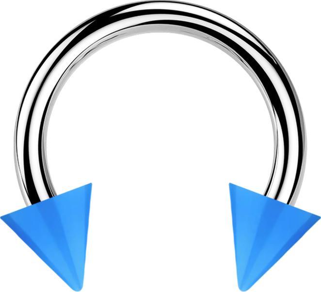 Star Piercing Micro Circular Barbell silber mit zwei Cones hellblau (ohne Messing, Acryl, Chirurgenstahl 316L)