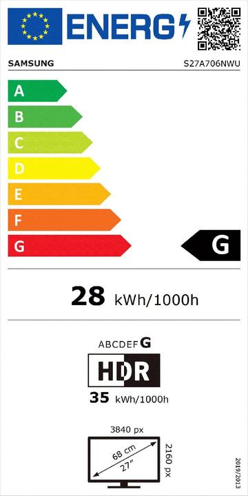 Energy Label Samsung S27A706NWU (3840 x 2160 Pixels, 27")
