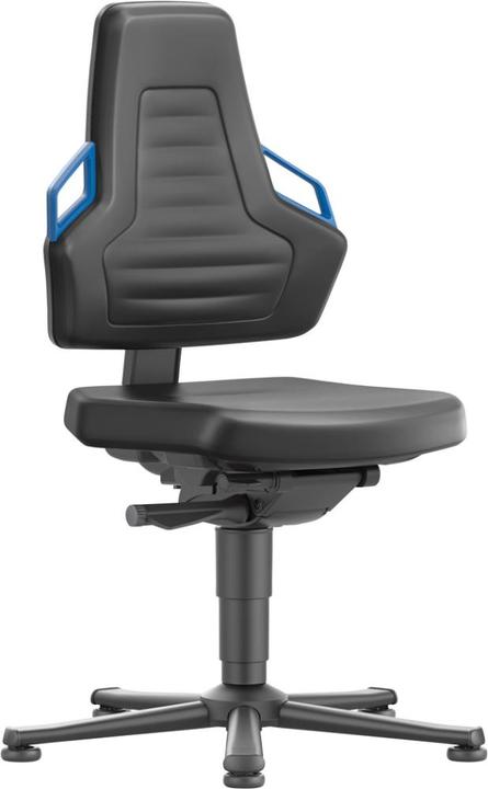 Produktbild Bimos Arbeitsdrehstuhl Nexxit Bodengleiter Kunstlederpolster schwarz Grifffarbe blau 450-600 mm