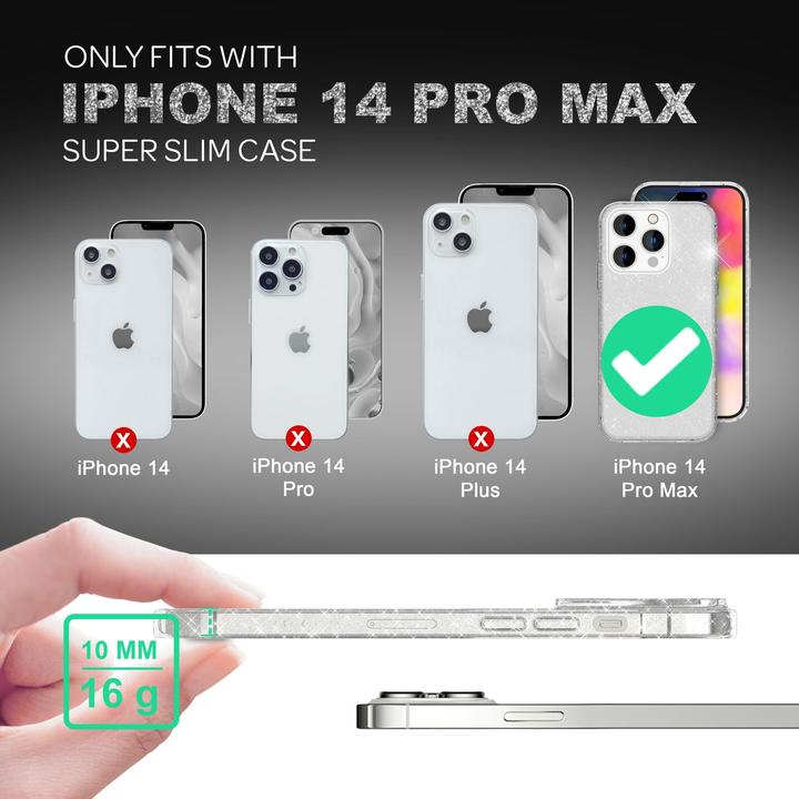 Image du produit Nalia Étui en silicone transparent à paillettes (Apple iPhone 14 Pro Max)