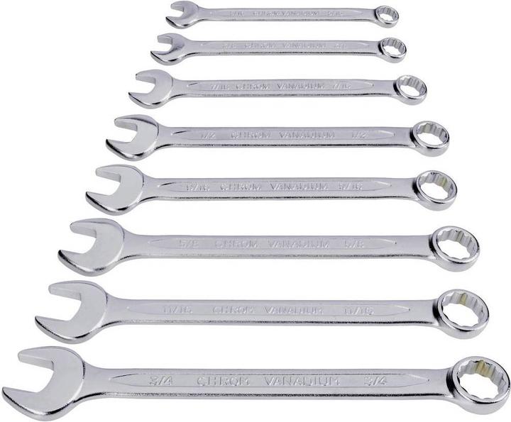 Toolcraft Ring-/Maulschlüsselsatz 8tlg (1/2", 9/16", 5/8", 11/16", 3/4", 5/16", 3/8", 7/16")