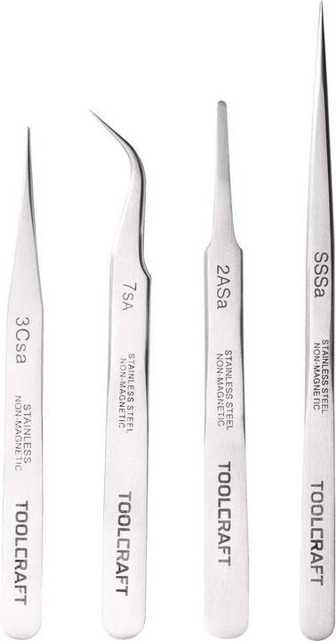 Actual product image Toolcraft Stainless steel tweezers set 4pcs