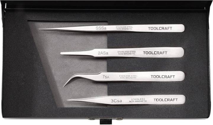 Actual product image Toolcraft Stainless steel tweezers set 4pcs