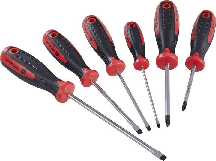 Image du produit Toolcraft Jeu de tournevis d'atelier 6 pièces à fente/à empreinte cruciforme PH (Vis fendues, Recouvrement cruciforme Phillipps (PH))