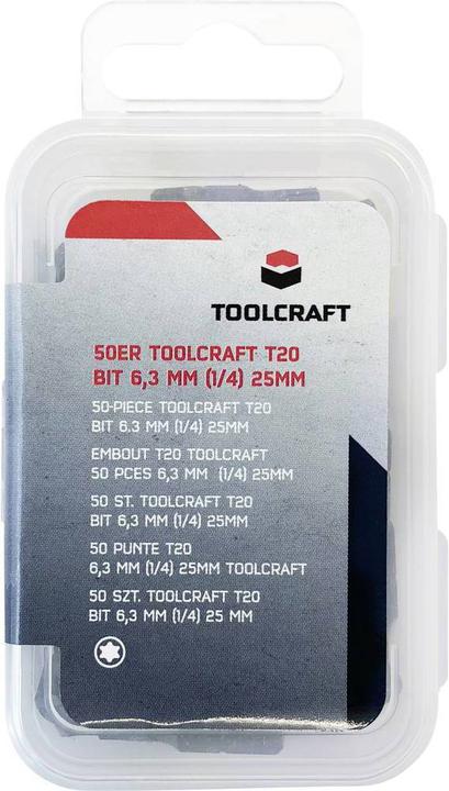 Image du produit Toolcraft 50 pièces Bit T20 6,3 mm (1/4") 25 mm (T 20)