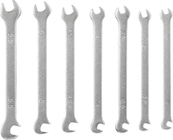 Actual product image Toolcraft 7pcs. mini open-end spanner set 3.0 - 5.5 mm (5 mm, 5.5 mm, 3.2 mm, 4.5 mm, 3 mm, 3.5 mm, 4 mm)
