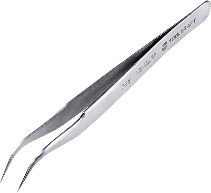 Actual product image Toolcraft Precision tweezers 7a SA Sickle tip, curved 55°, round, fine 120 mm