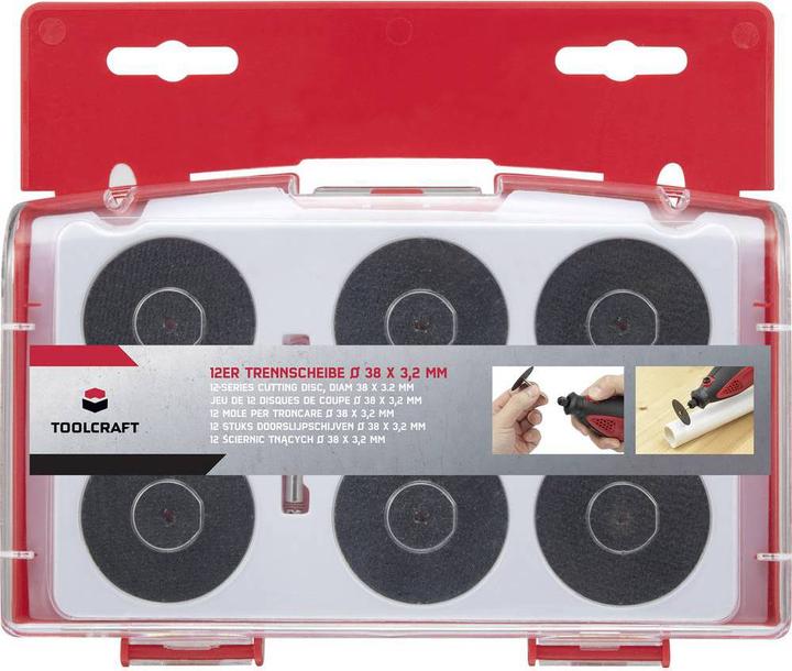 Image du produit Toolcraft Jeu de 12 disques à tronçonner Ø 38X3.2MM avec mandrin de serrage