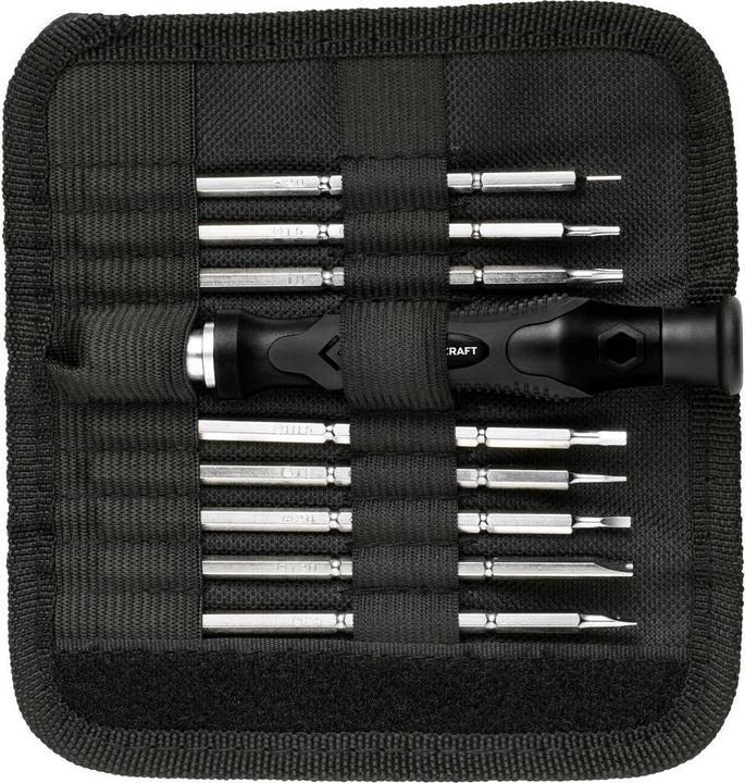 Image du produit Toolcraft Tournevis de précision à deux broches 16 en 1 (Escale, Hexagone externe, Recouvrement cruciforme Phillipps (PH), Section en T, 5 lobes (Pentalobe), Trilogie)