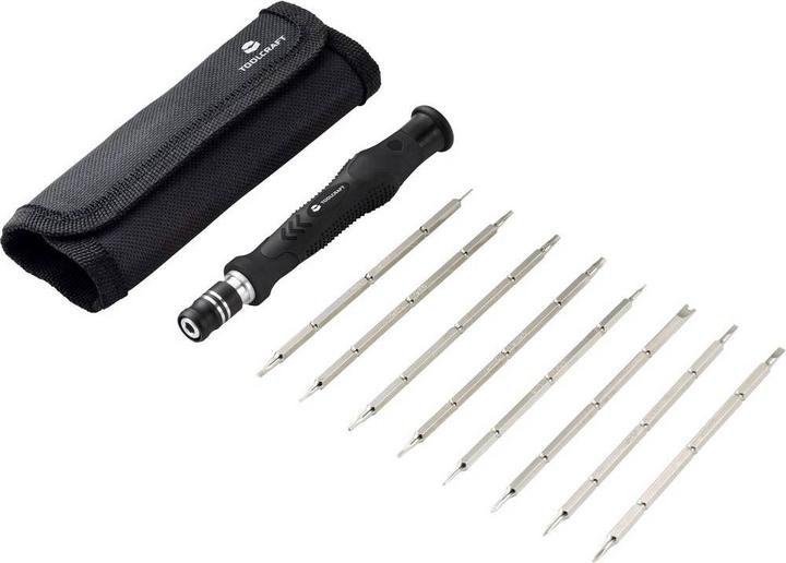 Image du produit Toolcraft Tournevis de précision à deux broches 16 en 1 (Escale, Hexagone externe, Recouvrement cruciforme Phillipps (PH), Section en T, 5 lobes (Pentalobe), Trilogie)