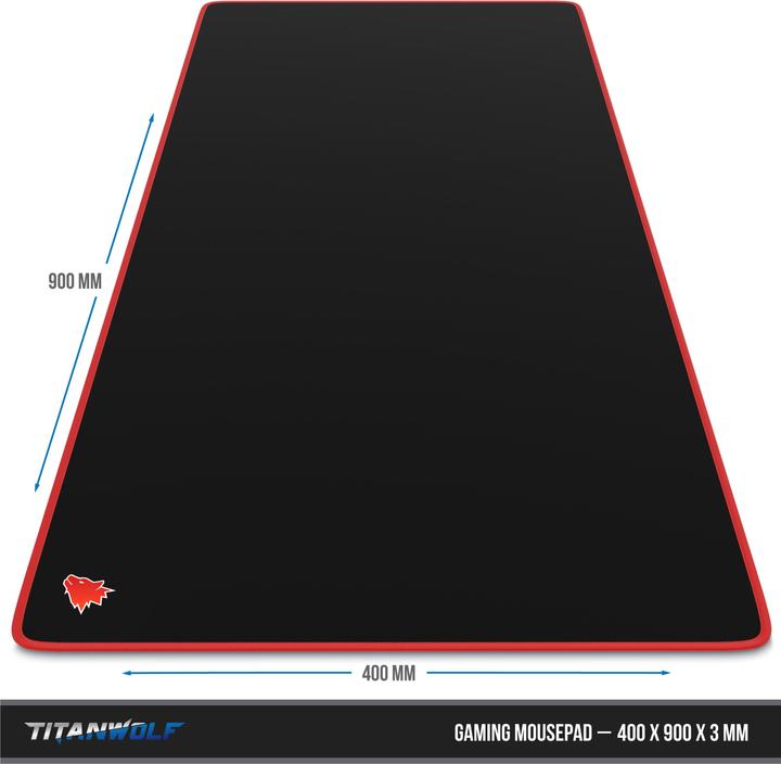 Actual product image Titanwolf Gaming Mouse Pad, XXL Speed Gaming Mouse Mat / Extra Large Surface of 900 x 400mm, Head Red (XXL)