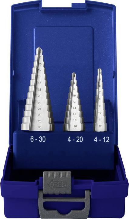 Actual product image Toolcraft Step drill set HSS 3-fold 4 20 mm, 12 6 30 mm 8 10 (12 mm, 20 mm, 30 mm)