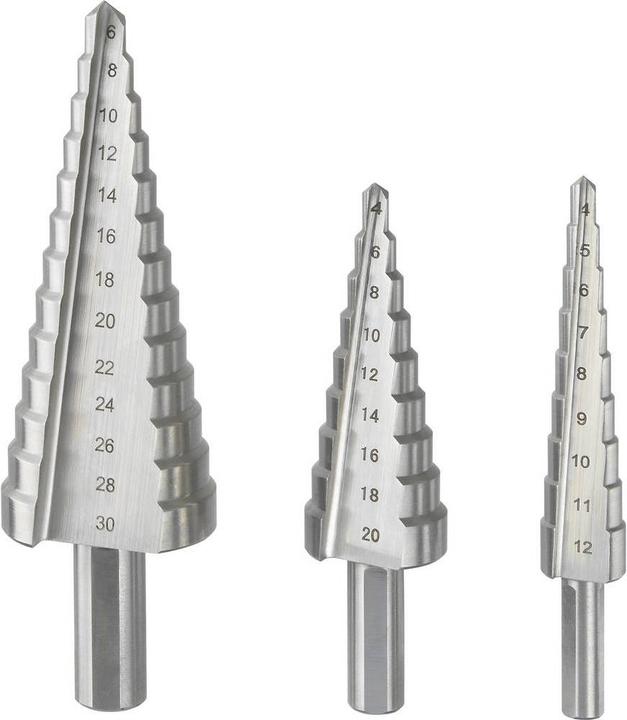 Actual product image Toolcraft Step drill set HSS 3-fold 4 20 mm, 12 6 30 mm 8 10 (12 mm, 20 mm, 30 mm)