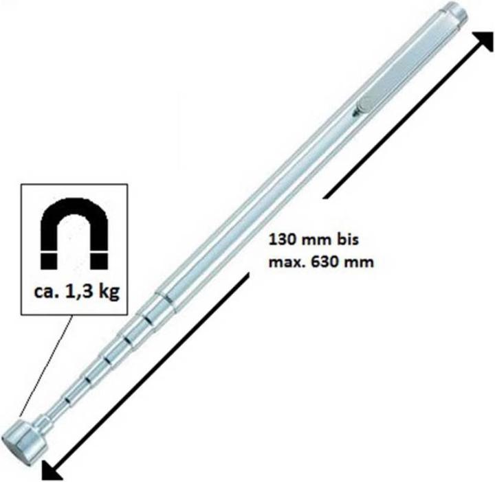Image du produit Toolcraft Cric magnétique en forme de stylo extensible 130 - 630 mm 1.3 kg Force de levage