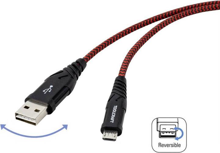 Image du produit Toolcraft Câble de connexion USB 2 (1 m, USB 2.0, 15 W)