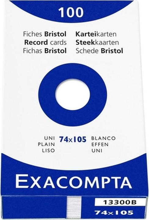 Exacompta Fiches A7, vierges (A7, 205 g/m², 100 x)