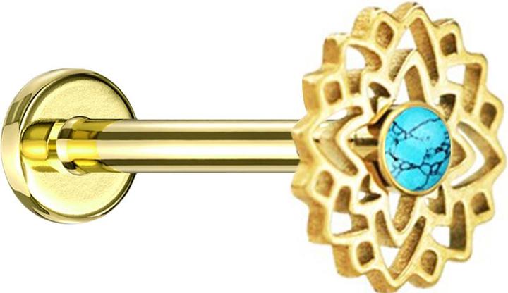 Star Piercing Flared Tunnel schwarz Gasmaske (Chirurgenstahl 316L, Mineralisch, ohne Messing)