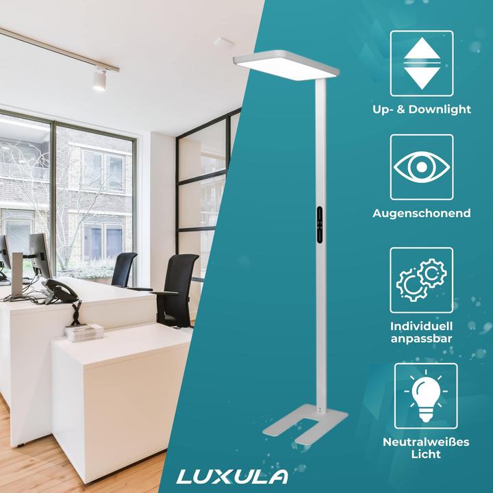Image du produit Luxula Lampadaire de bureau à LED, haut/bas, blanc (7000 lm)