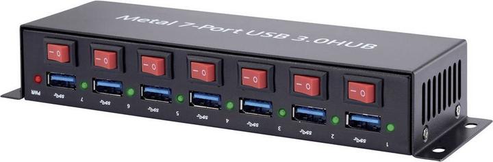 Immagine prodotto Renkforce Hub USB 3 a 7 porte in metallo, commutabile (USB-B, 7 Porti)