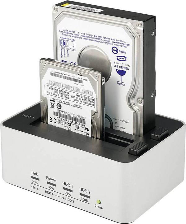 Actual product image Renkforce USB 3 SATA hard disk docking station with clone function