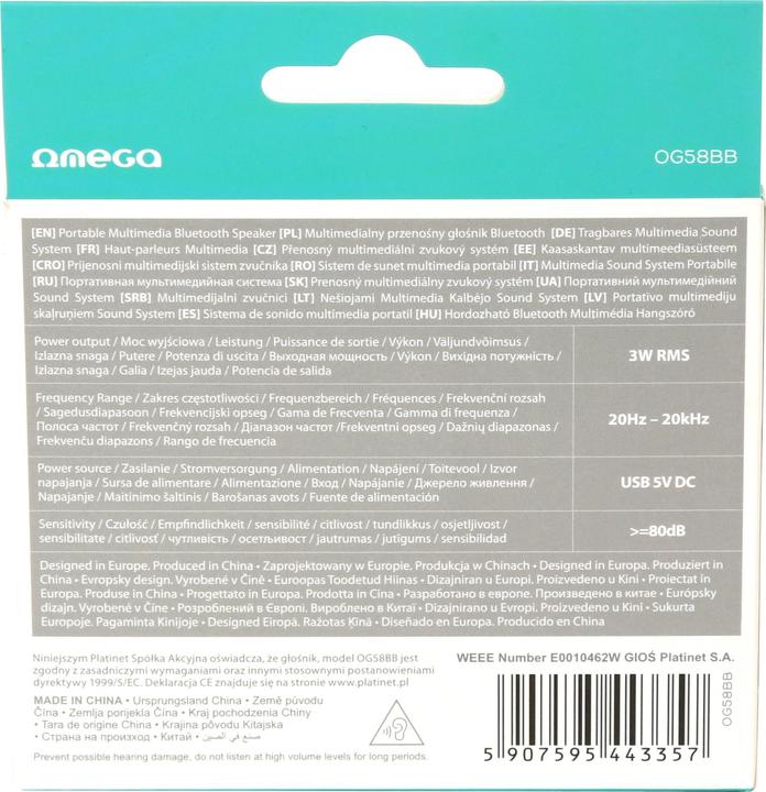 Productafbeelding Omega OG58BB draagbare luidspreker (Oplaadbare batterij)