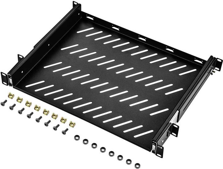 Produktbild Renkforce 48.3 cm (19”³) Geräteboden mit Lüftungsschlitzen, Ausziehbar: 350 - 550 mm, 1 HE